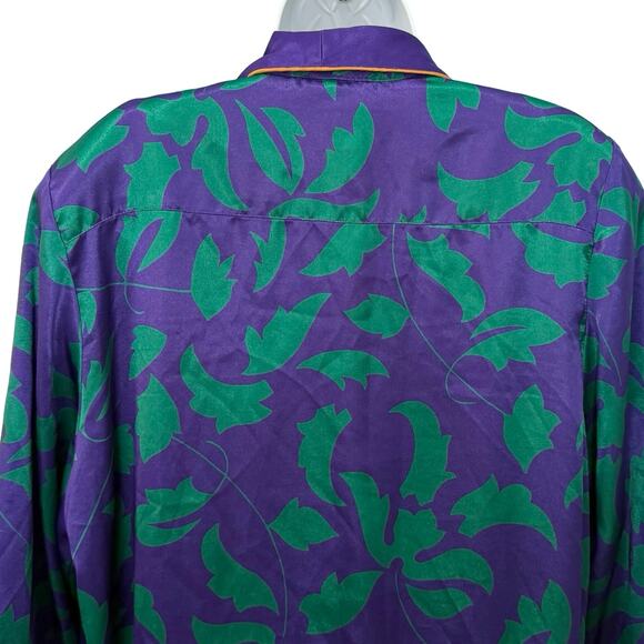 Vintage Victoria's Secret Gold Label Green Purple Satin Wrap Robe size S / M - Picture 15 of 16